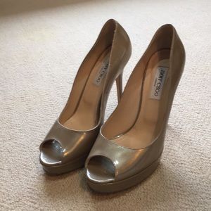 Jimmy Choo peep toe platform sandals.